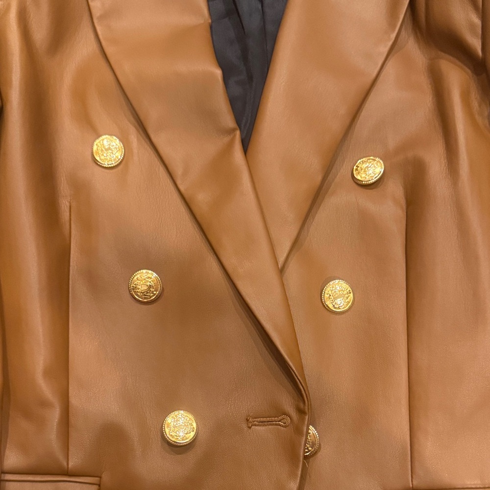 Zara Tan Blazer with Gold Accents - Picture 2 of 4